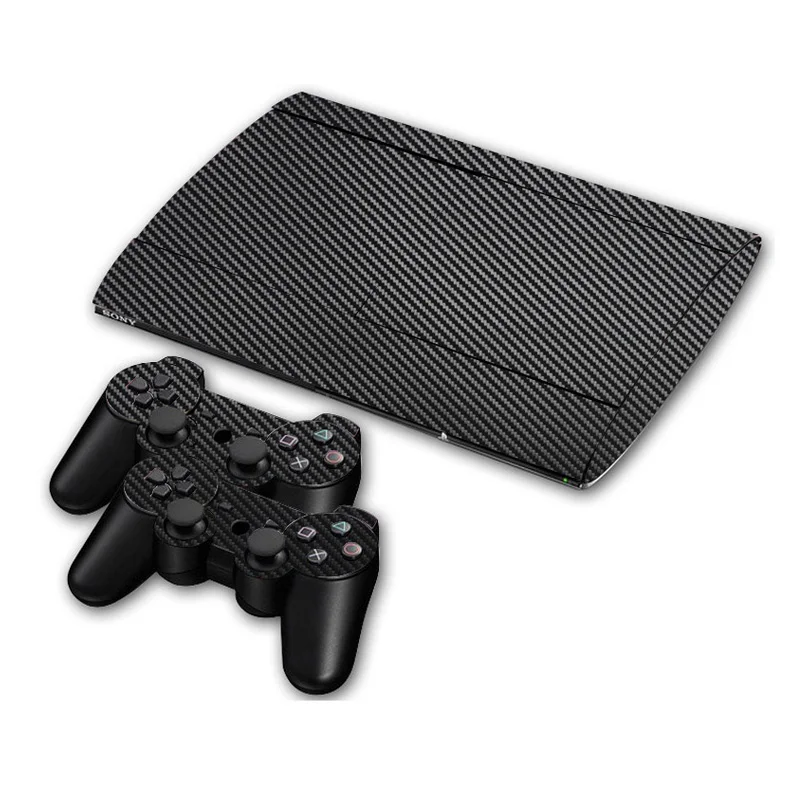 

Carbon Fibre Vinyl Skin Sticker For Sony PS3 Super Slim 4000 Console and 2 Gamepad Controller Skins Cover Controle Skin