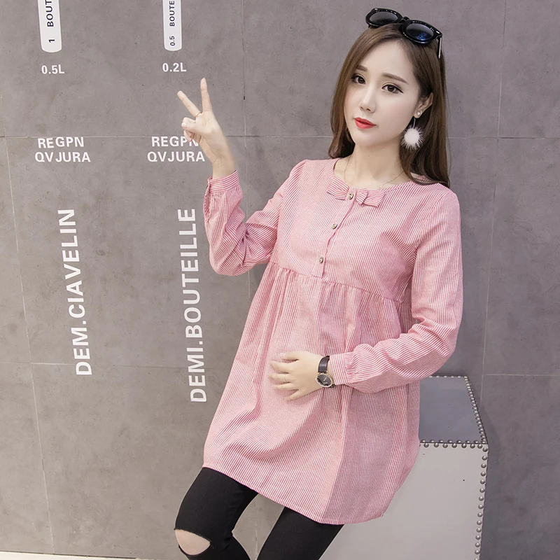 Pengpious 2019 spring plus size long sleeve maternity fashionable stripe blouses bow collar pregnant women cotton linen shirts
Pengpious 2019 spring plus size long sleeve maternity fashionable stripe blouses bow collar pregnant women cotton linen shirts