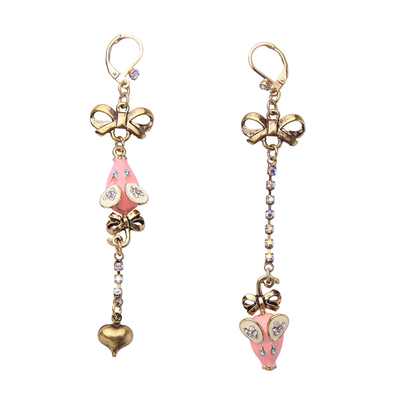 Asymmetric Women Ear Accessories Pink Black Animal Earring Drops Bowknot Mouse Pendant Enamel Earring
Asymmetric Women Ear Accessories Pink Black Animal Earring Drops Bowknot Mouse Pendant Enamel Earring