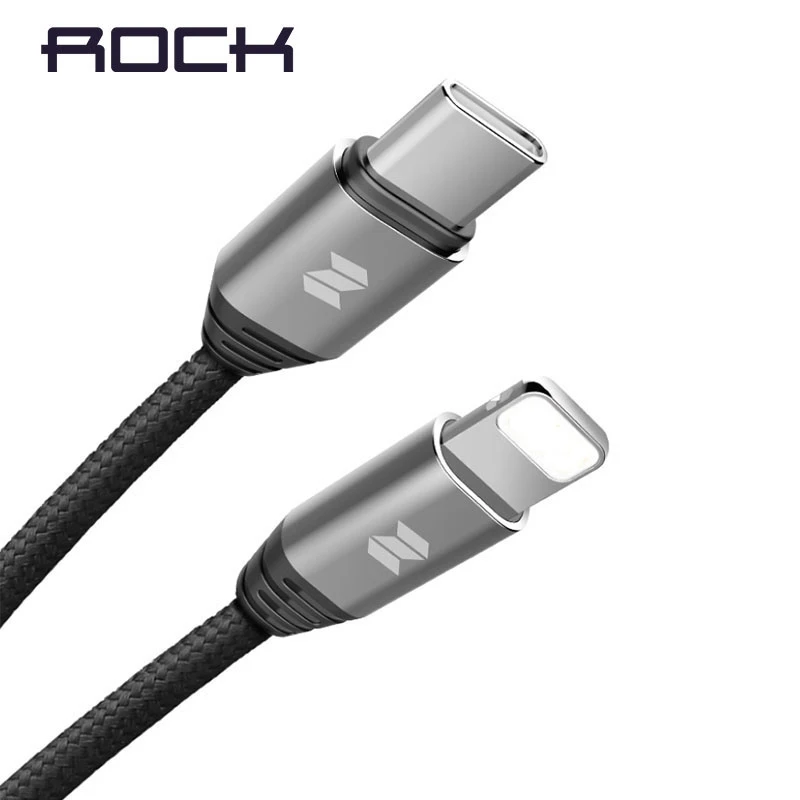 Кабель ROCK Type c-Lighting для iPhone металлический кабель 1 м Lightning-USB C передачи данных iOS 8 9 10