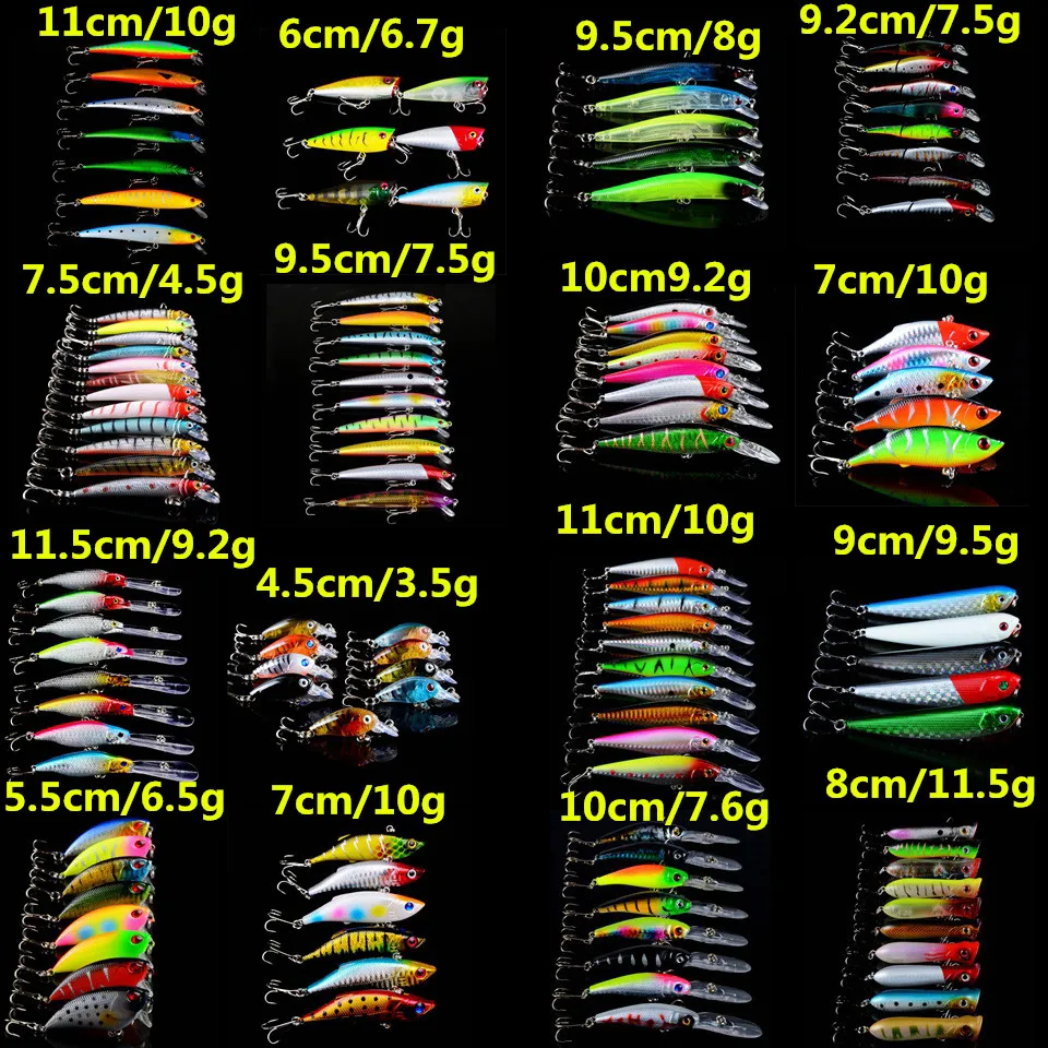 New 125pcs/lot Fishing Lures Set Mixed 16 Models Hard Baits 125 Different Colors Crankbait Hooks Wobblers Plastic Fake bait
New 125pcs/lot Fishing Lures Set Mixed 16 Models Hard Baits 125 Different Colors Crankbait Hooks Wobblers Plastic Fake bait