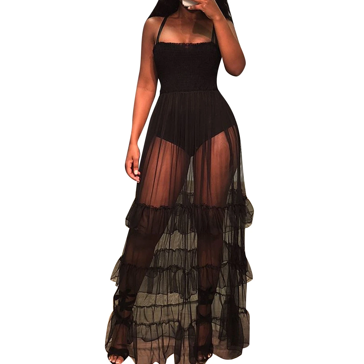 Sheer Mesh Maxi Dress Summer Sexy Club Party Dresses Women Sleeveless See Through Black Dress Strap Tiered Mesh Beach Sundresses
Sheer Mesh Maxi Dress Summer Sexy Club Party Dresses Women Sleeveless See Through Black Dress Strap Tiered Mesh Beach Sundresses