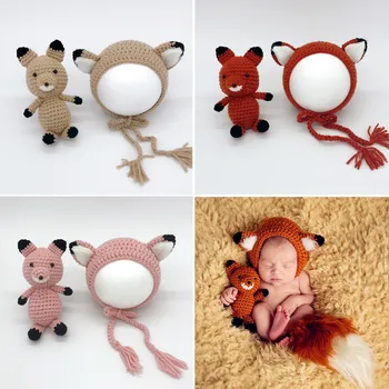 Newborn Baby Photography Props Cute Animal Costume Knit Fox Shape Ears Hat+Fox Toy Doll Set Shooting Baby Photo Prop Accessories
Newborn Baby Photography Props Cute Animal Costume Knit Fox Shape Ears Hat+Fox Toy Doll Set Shooting Baby Photo Prop Accessories
