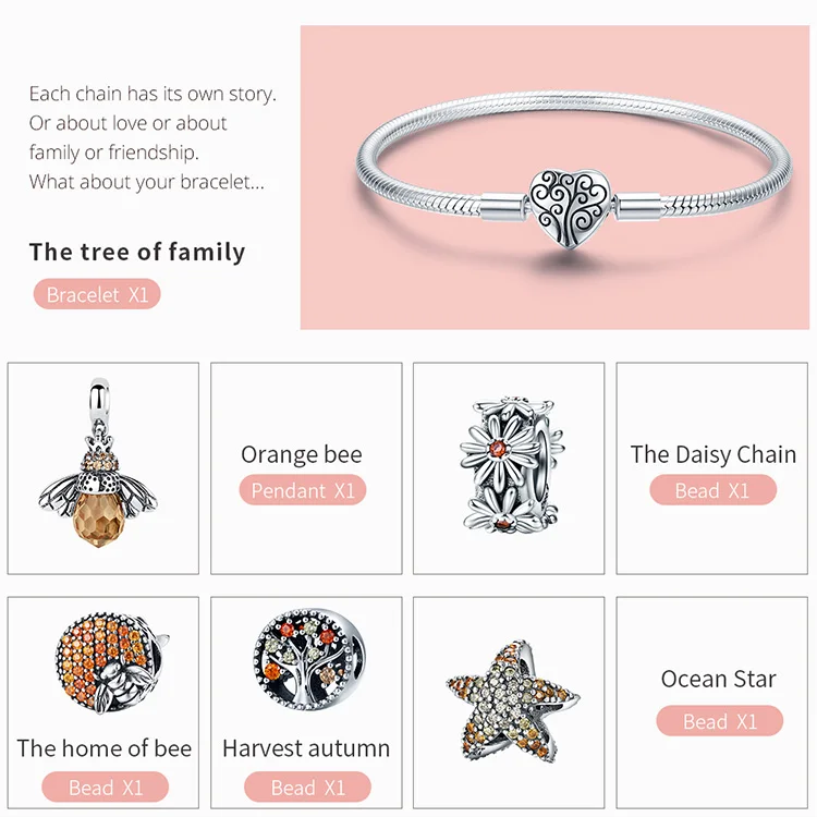 Silver Bee & Daisy Yellow Style Charm Bracelet For Women Silver Bee & Daisy Yellow Style Charm Bracelet For Women
