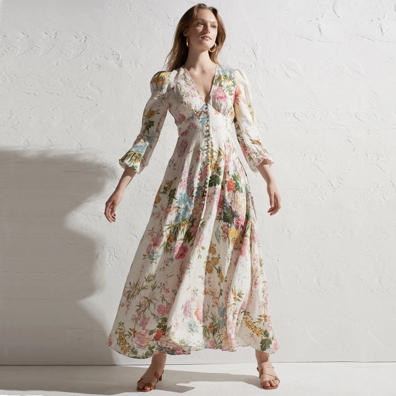 2019 New Pattern Beach style Print Ankle-Length Dresses Good Quality SIngle Breast Puff Sleeve V-Neck Summer Fashion Dress
2019 New Pattern Beach style Print Ankle-Length Dresses Good Quality SIngle Breast Puff Sleeve V-Neck Summer Fashion Dress
