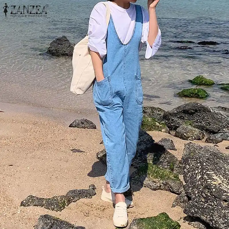 ZANZEA Plus Size Jumpsuit Vintage Denim Blue Women Overalls Rompers Elegant Wide Leg Pants Long Playsuits Combinaison Long Mono
ZANZEA Plus Size Jumpsuit Vintage Denim Blue Women Overalls Rompers Elegant Wide Leg Pants Long Playsuits Combinaison Long Mono