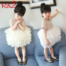 R & Z vestido de los niños 2019 verano nuevo bebé femenino dulce fiesta belleza vestido suave de los niños de la princesa vestido(China)