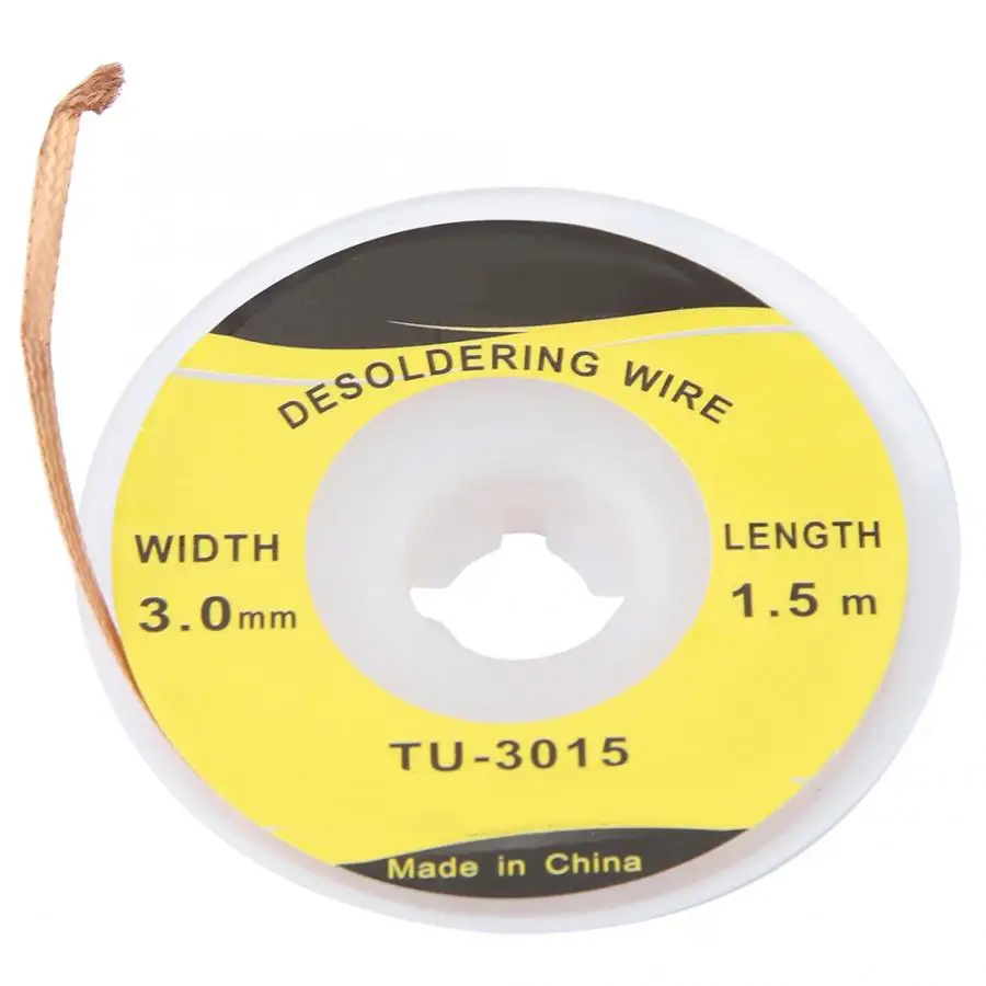 3.0mm 1.5m BGA Solder Wick Desoldering Braid Wire PCB Solder Remover Soldering Tools
3.0mm 1.5m BGA Solder Wick Desoldering Braid Wire PCB Solder Remover Soldering Tools