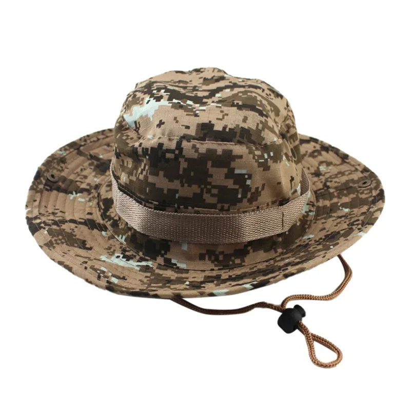 Adjustable Camouflage Outdoor Camping Climbing Cap Men Women Fishing Bucket Hat Boonie Nepalese Cap Brim Military Army GN #FM28 (5)