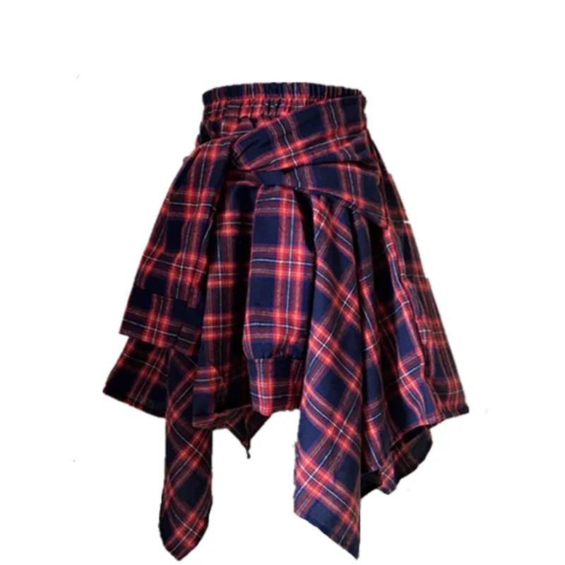 Adomoe New CHIC Style High Waist Shorts Streetwear Harajuku Hard Girl Plaid Irregular Fake 2 piece Shirt Skirt for Women Summer
Adomoe New CHIC Style High Waist Shorts Streetwear Harajuku Hard Girl Plaid Irregular Fake 2 piece Shirt Skirt for Women Summer