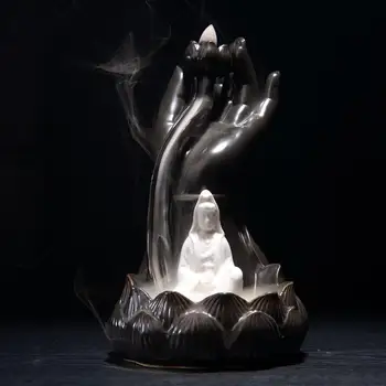 Ceramic Buddha Smoke Backflow Incense Burner Creative Home Office Decor Buddha Hand Waterfall Incense Holder Censer Lotus Base
Ceramic Buddha Smoke Backflow Incense Burner Creative Home Office Decor Buddha Hand Waterfall Incense Holder Censer Lotus Base