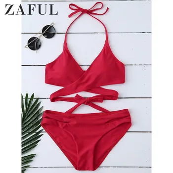 ZAFUL Bikini Padded Halter Wrap Bikini Women Mid Waist Swimsuit Padded Sportswear Swimwear Beach Sexy Bathing Suit Biquini Femme
ZAFUL Bikini Padded Halter Wrap Bikini Women Mid Waist Swimsuit Padded Sportswear Swimwear Beach Sexy Bathing Suit Biquini Femme