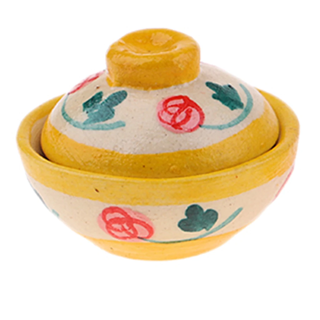 Beautiful design 1/12scale Porcelain Clay Pot material Bowl Model Doll House Miniatures Kitchen Decoration for dollhouse