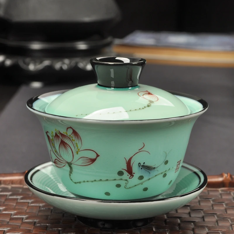 245ml Vintage Gaiwan Ceramic Porcelain Hand Painted Lotus Pattern Tea Bowl with Lid Saucer Kit Drinkware Teaware Teapot Decor
245ml Vintage Gaiwan Ceramic Porcelain Hand Painted Lotus Pattern Tea Bowl with Lid Saucer Kit Drinkware Teaware Teapot Decor