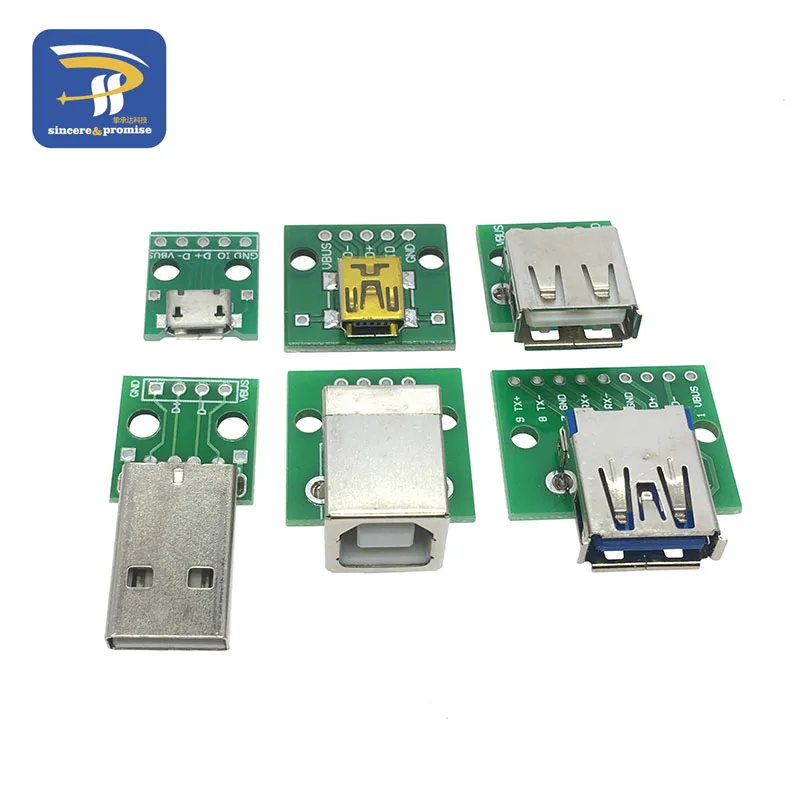 6PCS USB Male Connector / MINI MICRO USB to DIP Adapter 2.54mm 5pin Female Connector B Type USB2.0 Female PCB Converter USB3.0
6PCS USB Male Connector / MINI MICRO USB to DIP Adapter 2.54mm 5pin Female Connector B Type USB2.0 Female PCB Converter USB3.0