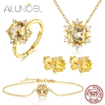 ALLNOEL Women Fine Jewelry Sets Sterling Silver 925 Set Natural Rose Quartz Citrine Wedding Necklace Ring Bracelet Stud Earrings
ALLNOEL Women Fine Jewelry Sets Sterling Silver 925 Set Natural Rose Quartz Citrine Wedding Necklace Ring Bracelet Stud Earrings