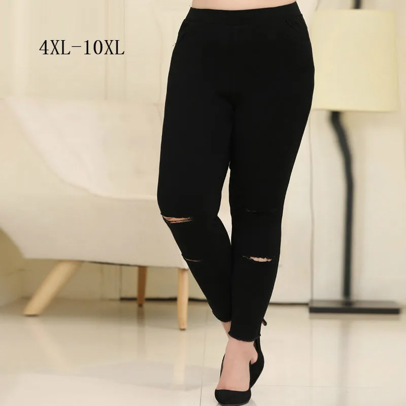 Plus Size 10xl 8xl 6xl 4xl Women Skinny Hole Pants High Waist Stretch Slim Black Pencil Trousers Big Larger Size Pantalon Femme
Plus Size 10xl 8xl 6xl 4xl Women Skinny Hole Pants High Waist Stretch Slim Black Pencil Trousers Big Larger Size Pantalon Femme