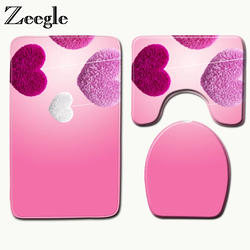 Zeegle Mats For Toilet Bathroom Carpet Set Flannel Bath Seat Cover Shower Anti-slip Rugs | Дом и сад