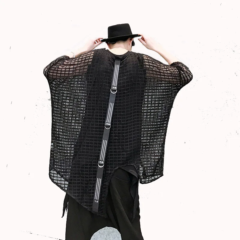 Plus Size Perspective Hollow Unbalance Draping Shawl Batwing Sleeve Mens T shirt Tee Tops Male Casual Stylist Clubwear Costume
Plus Size Perspective Hollow Unbalance Draping Shawl Batwing Sleeve Mens T shirt Tee Tops Male Casual Stylist Clubwear Costume