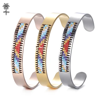 10pcs/lot Fashion Rose Gold Stainless Steel Women Jewelry Seed Beads Cuff Open Bangle 3 Colors Friendship Bracelets M-002*10
10pcs/lot Fashion Rose Gold Stainless Steel Women Jewelry Seed Beads Cuff Open Bangle 3 Colors Friendship Bracelets M-002*10