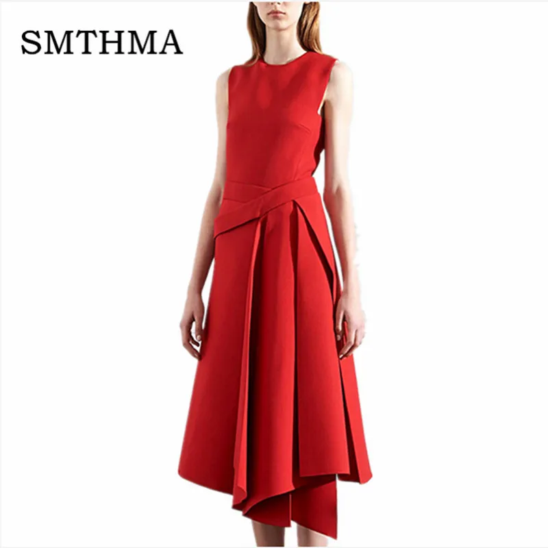 SMTHMA 2019 Spring Runway Designer Dress Women's High Quality Elegant sleeveless Black /Red Irregular Bottom Dress
SMTHMA 2019 Spring Runway Designer Dress Women's High Quality Elegant sleeveless Black /Red Irregular Bottom Dress