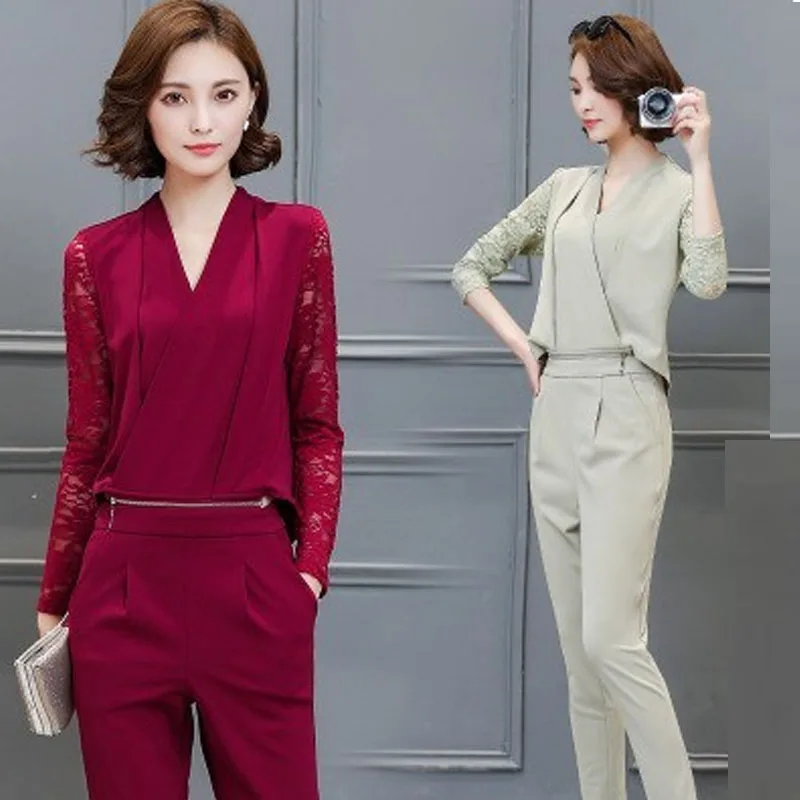 New 2018 Spring women sets autumn 2 piece set women lace tops + pant fashion top suit two piece summer work office business sets
New 2018 Spring women sets autumn 2 piece set women lace tops + pant fashion top suit two piece summer work office business sets