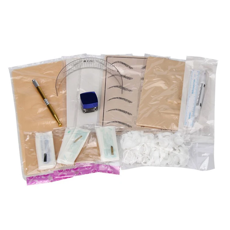 New Microblading Makeup Tattoo Kit Manual Pen Eyebrow Practice Pigment Set With Pin Needle Ink Ring Body Art Tools |