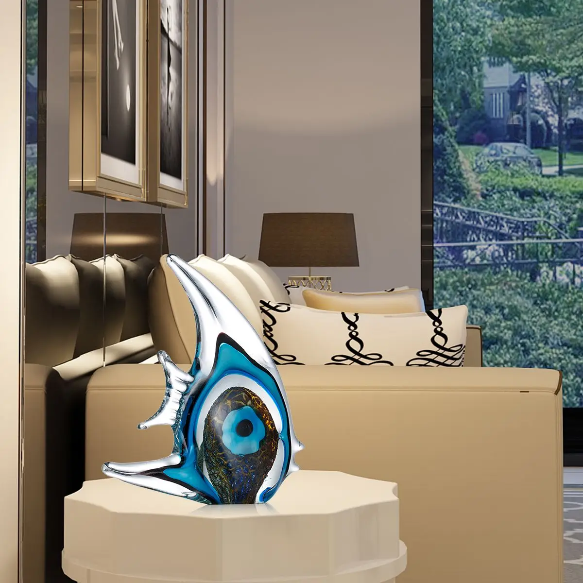 Exquisite Blue Stripe Tropical Fish Sculpture Hand-blown Glass Sculpture Home Decoration Glass Fish Home Interior Decor Craft
Exquisite Blue Stripe Tropical Fish Sculpture Hand-blown Glass Sculpture Home Decoration Glass Fish Home Interior Decor Craft