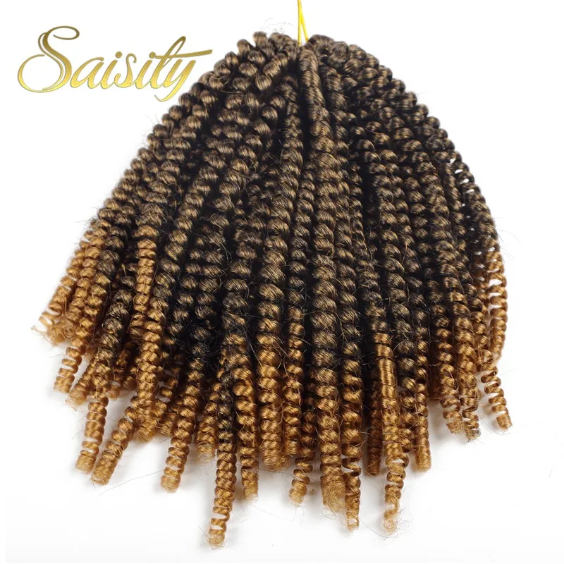 Saisity 8 дюймов 60 прядей Nubian Пружинные плетеные крючком косички Омбре синтетические