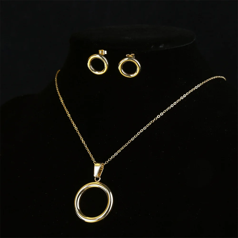 Stainless Steel New Arrival Fashion Trendy Jewelry Set Circle Round Necklaces Silver Gold Color Earrings For Wedding Gift Women
Stainless Steel New Arrival Fashion Trendy Jewelry Set Circle Round Necklaces Silver Gold Color Earrings For Wedding Gift Women