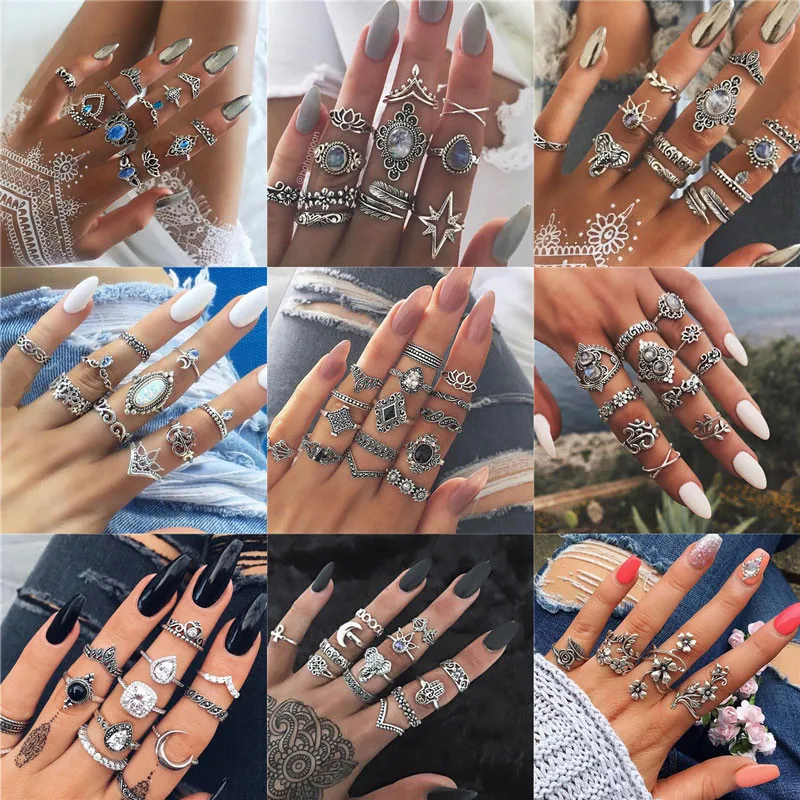 Bohemia Antique Silver Crown Flower Unicorn Carved Rings Sets RhineStone Knuckle Rings for Women Jewelry
Bohemia Antique Silver Crown Flower Unicorn Carved Rings Sets RhineStone Knuckle Rings for Women Jewelry