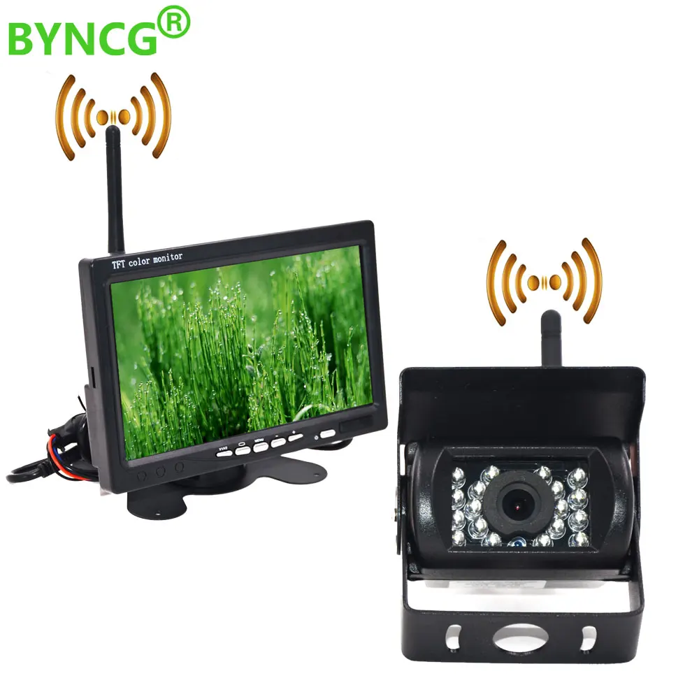 

BYNCG 7" Wired Wireless Car Monitor TFT LCD Car Rear View Camera HD monitor for Truck Camera support Bus DVD reversing camera