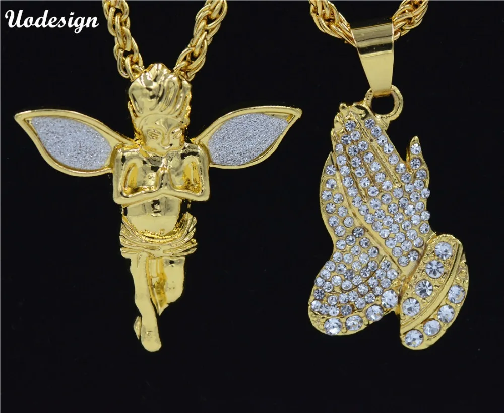 The Praying Hands and Angel Pendants & Necklaces Brother Gift Gold Color Crystal Alloy Hip Hop Men Chain Jewelry
The Praying Hands and Angel Pendants & Necklaces Brother Gift Gold Color Crystal Alloy Hip Hop Men Chain Jewelry
