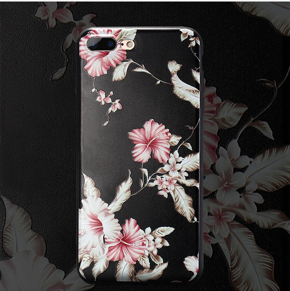 KISSCASE 3D Relief Flower Case For iPhone 8 Plus iPhone 6 Case Sexy Girly Soft Silicon Cover For iPhone 7 iPhone 5S X Case Funda 30