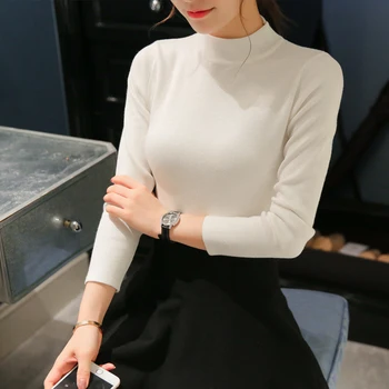 OHCLOTHING European winter women's semi high necked sweater slim white shirt sleeved sweater slim female backing sleeve head
OHCLOTHING European winter women's semi high necked sweater slim white shirt sleeved sweater slim female backing sleeve head