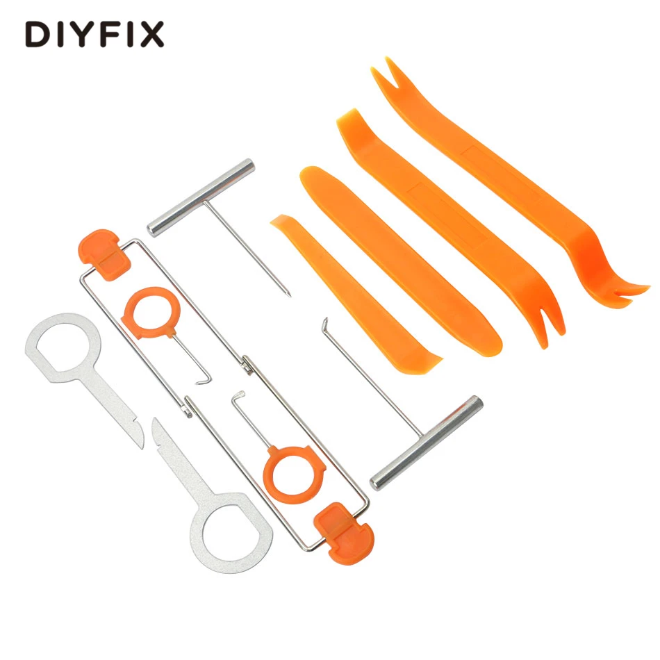 Image DIYFIX 12Pcs Car Repair Tool Set Plastic Car Radio Door Clip Panel Trim Dash Roof Audio Removal Installer Pry Hand Tool Kit