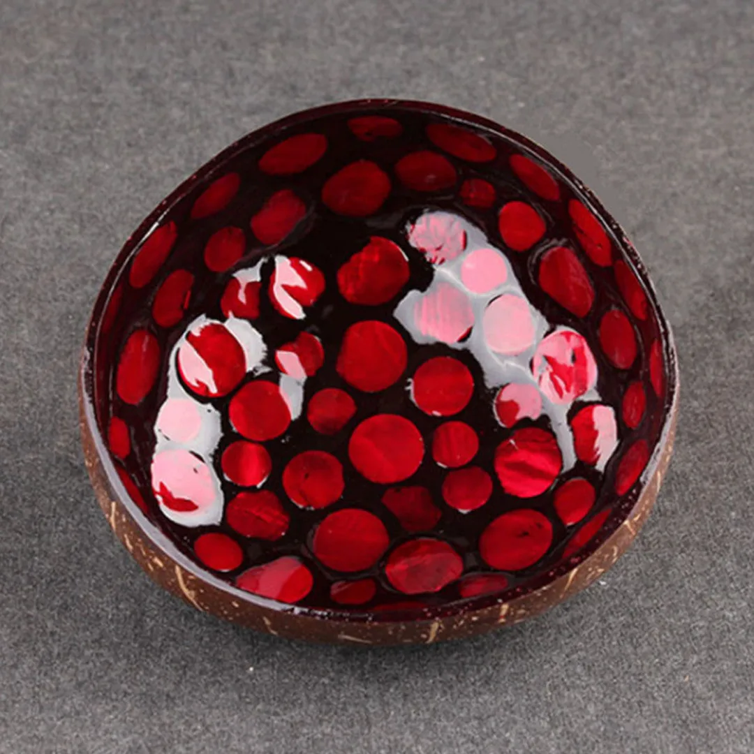 Natural Geometric Shape Coconut Shell Bowl Dishes Kitchen Paint Craft Home Decor 7 Colors