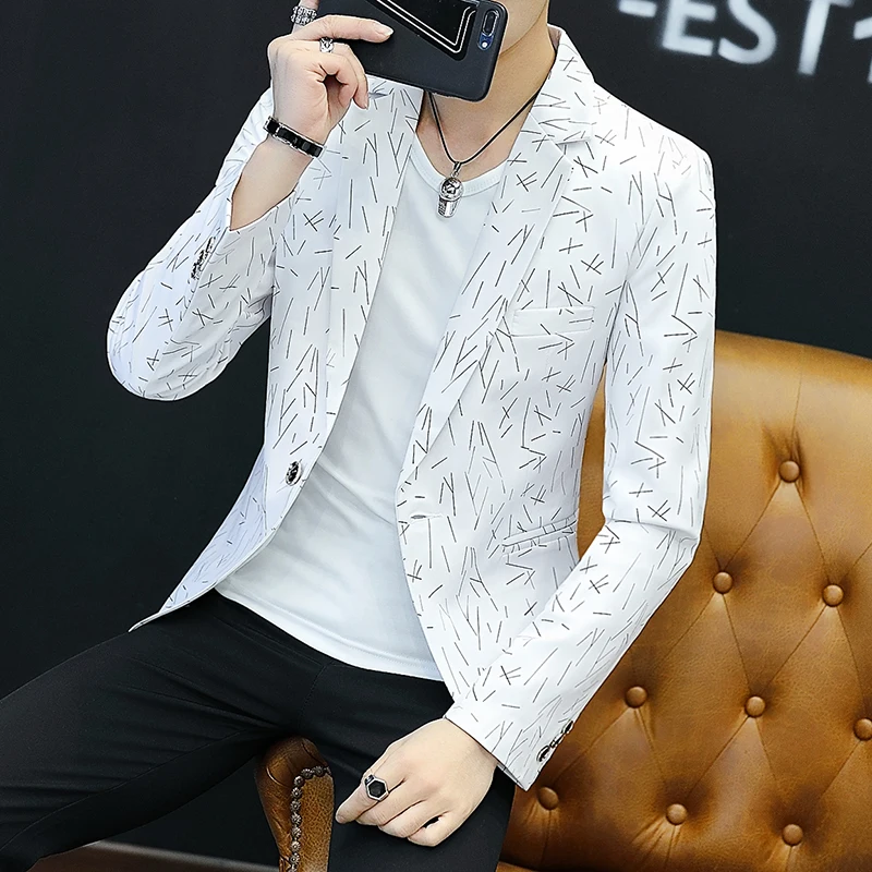 HO2018 cultivate one's morality men's blazer Autumn outfit suits tide printed young handsome blazer
HO2018 cultivate one's morality men's blazer Autumn outfit suits tide printed young handsome blazer