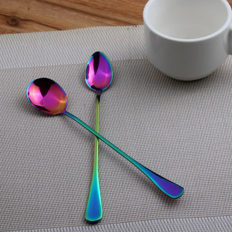 Stainless Steel Rainbow Sharp And Round Head Coffee Mixing Spoon Set Long Handle Scoop Cold Drink Ice Spoon 2pcs/set 19.5cm
Stainless Steel Rainbow Sharp And Round Head Coffee Mixing Spoon Set Long Handle Scoop Cold Drink Ice Spoon 2pcs/set 19.5cm