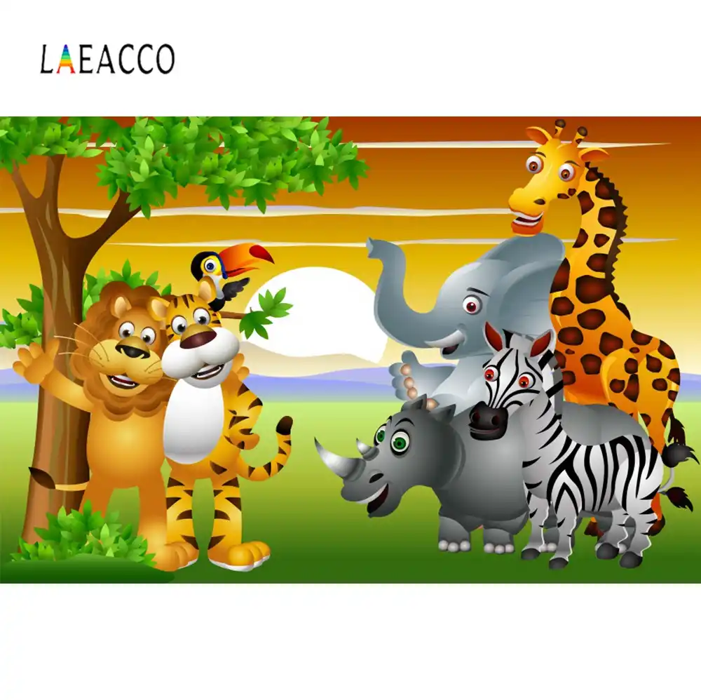 laeacco safari birthday party jungle animals baby cartoon poster