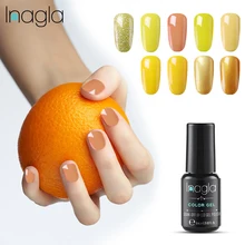 Inagla 퓨어 컬러 젤 폴리쉬 네일 폴리시 8 ml uv led 바니시 에나멜 래커 롱 라스팅 탑베이스 코트(China)