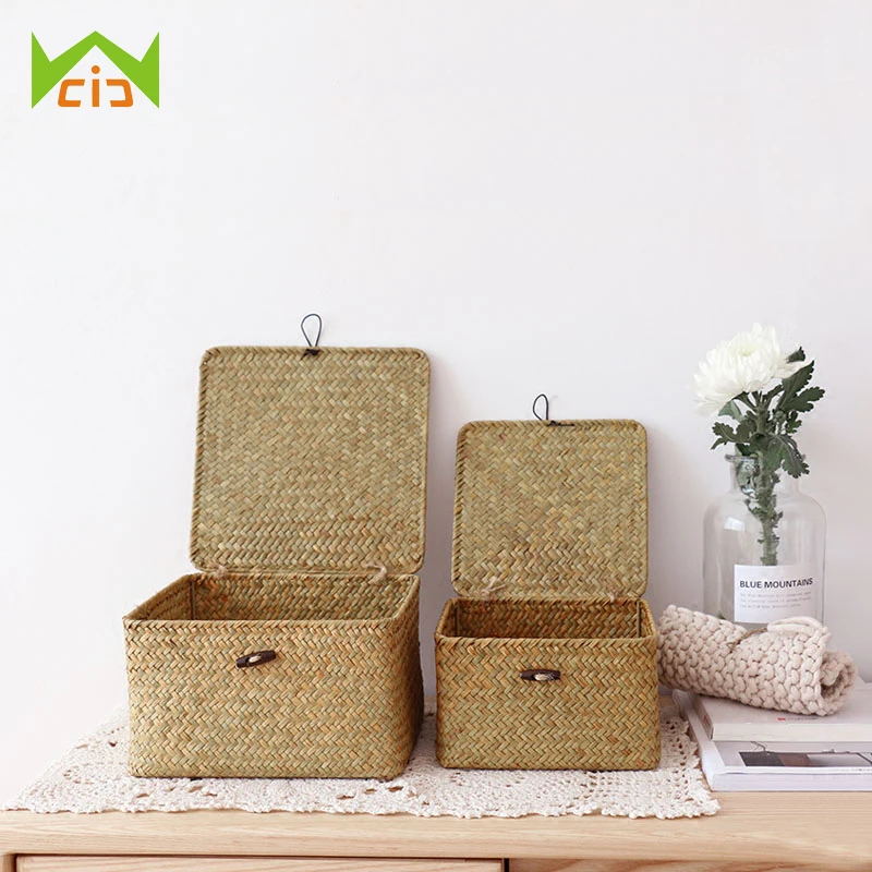 WCIC Handmade Cosmetic Storage Box with Cover Seagrass Storage Basket Debris Basket Woven Square Desktop Jewelry Storage Boxes
WCIC Handmade Cosmetic Storage Box with Cover Seagrass Storage Basket Debris Basket Woven Square Desktop Jewelry Storage Boxes