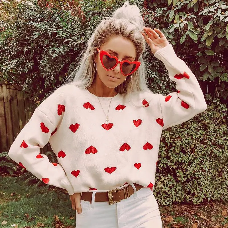 NLW O Neck Heart Print Women Sweater Autumn Winter Thick Lantern Sleeve Jumper 2019 Casual Oversized Fashion Pullover Femme
NLW O Neck Heart Print Women Sweater Autumn Winter Thick Lantern Sleeve Jumper 2019 Casual Oversized Fashion Pullover Femme
