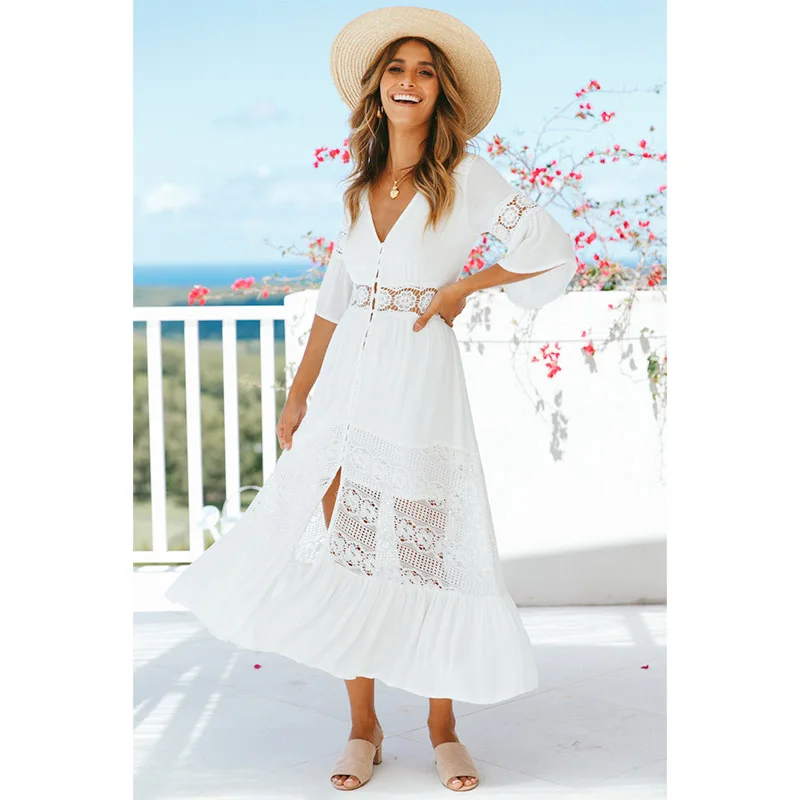 Ordifree 2019 Summer White Lace Tunic Beach Dress Short Sleeve Sexy Split Maxi Chiffon Dress Robe Femme
Ordifree 2019 Summer White Lace Tunic Beach Dress Short Sleeve Sexy Split Maxi Chiffon Dress Robe Femme
