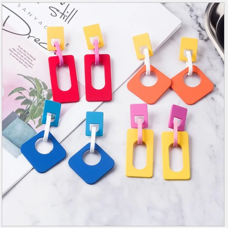 Fun Contrast Color Exaggerated Stitching Geometric Frosted Acrylic Big Earrings Fashion Candy color Personality Women's Jewelry
Fun Contrast Color Exaggerated Stitching Geometric Frosted Acrylic Big Earrings Fashion Candy color Personality Women's Jewelry