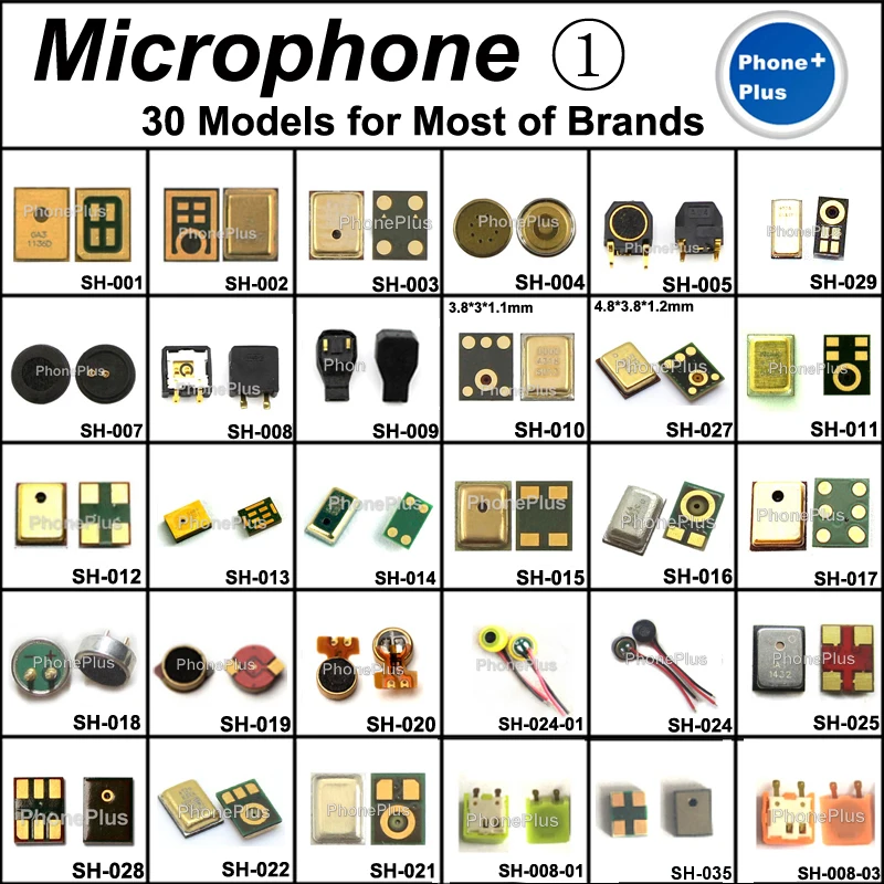 30 Models 60PCS Microphone Mic Inner Receiver Repair Part For Samsung Nokia HTC MOTO Sony Huawei Xiaomi for Lenovo Meizu etc
30 Models 60PCS Microphone Mic Inner Receiver Repair Part For Samsung Nokia HTC MOTO Sony Huawei Xiaomi for Lenovo Meizu etc