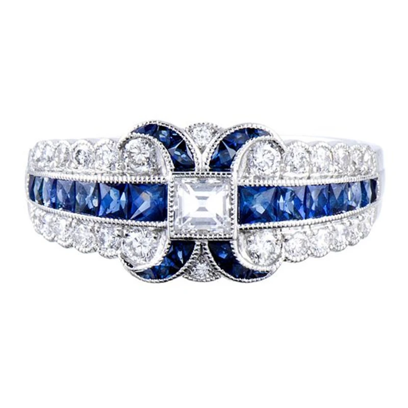 Wedding White Stone Ring Square Blue Crystal Engaggement Rings for Women Silver Color Ring Jewlry Anillos Mujer O3Q827
Wedding White Stone Ring Square Blue Crystal Engaggement Rings for Women Silver Color Ring Jewlry Anillos Mujer O3Q827