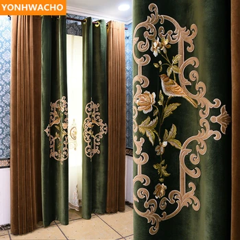 Custom curtains European Court High-end gorgeous Embroidery green thick velvet cloth blackout curtain tulle drapes B269 
Custom curtains European Court High-end gorgeous Embroidery green thick velvet cloth blackout curtain tulle drapes B269