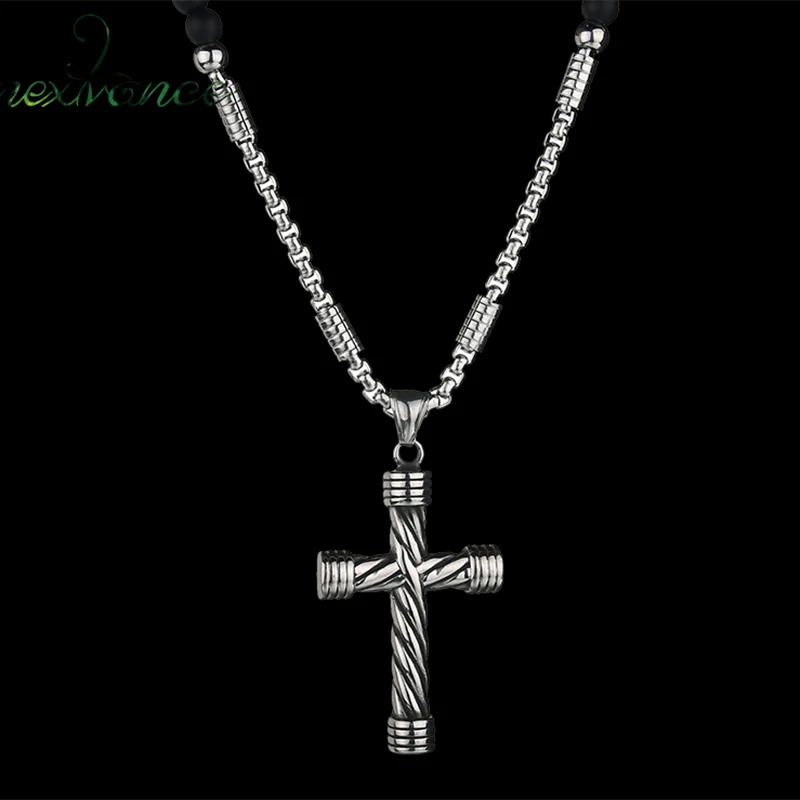 Nextvance Stainless Steel Rosary Cross Necklace & Pendant Black Stone Strand Necklaces For Male Catholic Jewelry
Nextvance Stainless Steel Rosary Cross Necklace & Pendant Black Stone Strand Necklaces For Male Catholic Jewelry