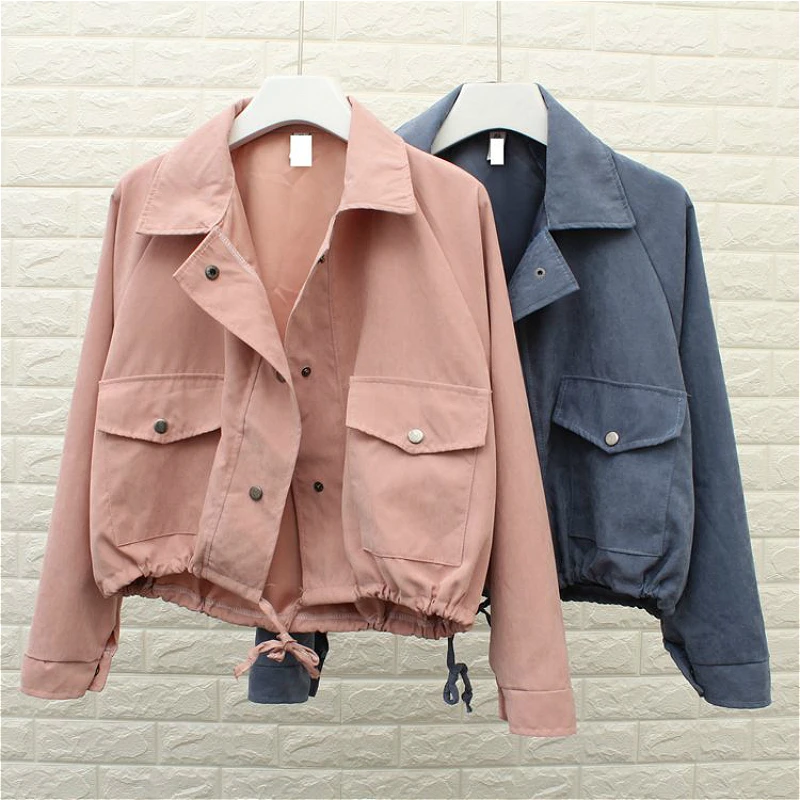 Street wear Harajuku Lapel Short Jacket Women Spring New Korea Short Coat Solid color Tops
Street wear Harajuku Lapel Short Jacket Women Spring New Korea Short Coat Solid color Tops